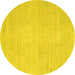 Round Machine Washable Abstract Yellow Contemporary Rug, wshcon262yw