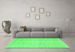 Machine Washable Abstract Green Contemporary Area Rugs in a Living Room,, wshcon262grn