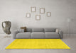 Machine Washable Abstract Yellow Contemporary Rug in a Living Room, wshcon262yw