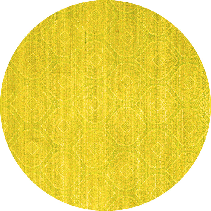Round Abstract Yellow Contemporary Rug, con262yw