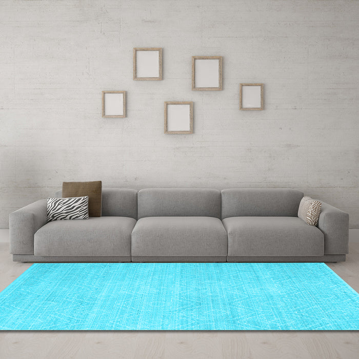 Machine Washable Abstract Light Blue Contemporary Rug in a Living Room, wshcon262lblu