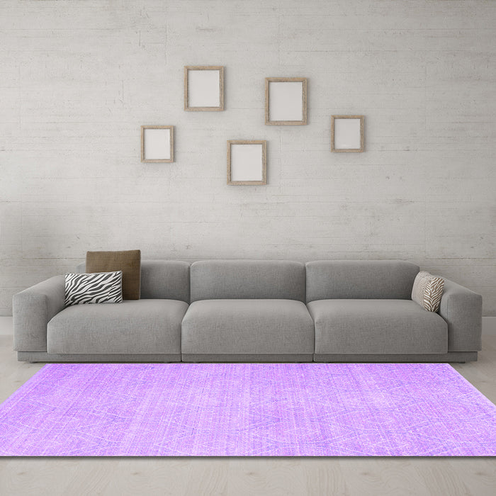 Machine Washable Abstract Purple Contemporary Area Rugs in a Living Room, wshcon262pur