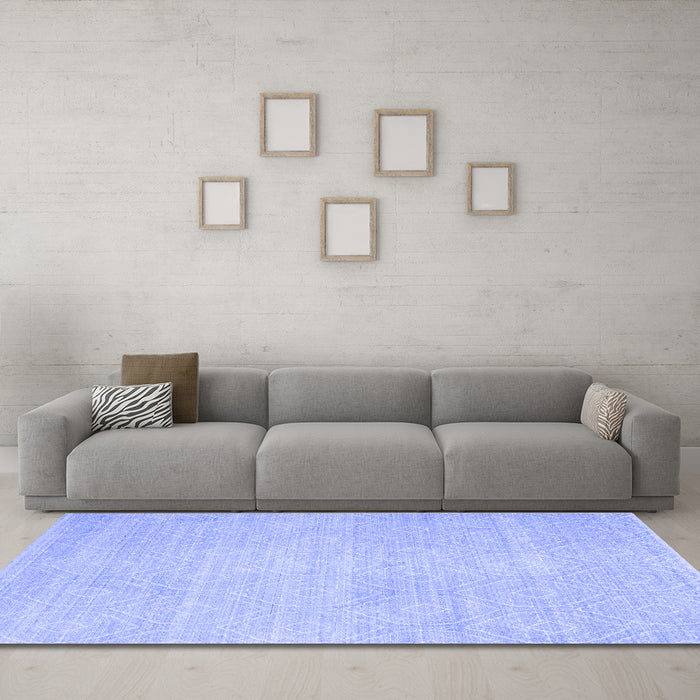 Machine Washable Abstract Blue Contemporary Rug in a Living Room, wshcon262blu