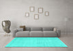 Machine Washable Abstract Turquoise Contemporary Area Rugs in a Living Room,, wshcon262turq