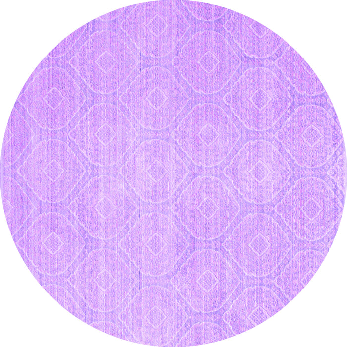 Round Machine Washable Abstract Purple Contemporary Area Rugs, wshcon262pur
