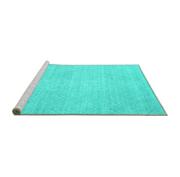 Sideview of Machine Washable Abstract Turquoise Contemporary Area Rugs, wshcon262turq