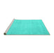 Sideview of Machine Washable Abstract Turquoise Contemporary Area Rugs, wshcon262turq