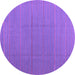 Round Machine Washable Abstract Purple Contemporary Area Rugs, wshcon2630pur