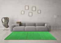 Machine Washable Abstract Green Contemporary Rug, wshcon2630grn