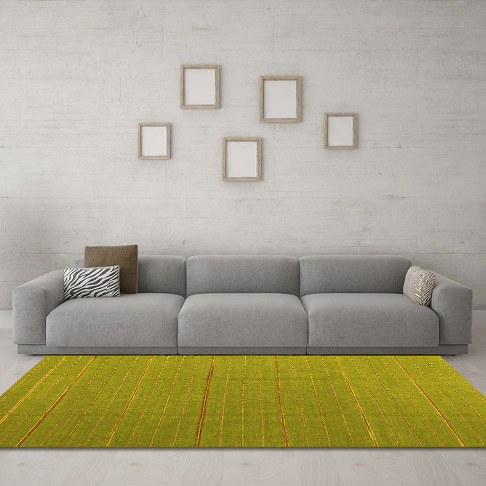 Machine Washable Abstract Yellow Contemporary Rug in a Living Room, wshcon2630yw