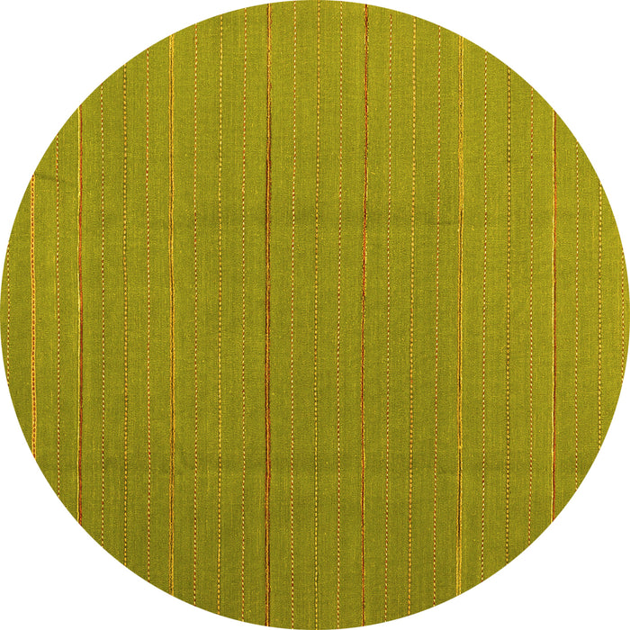 Round Machine Washable Abstract Yellow Contemporary Rug, wshcon2630yw
