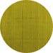 Round Machine Washable Abstract Yellow Contemporary Rug, wshcon2630yw