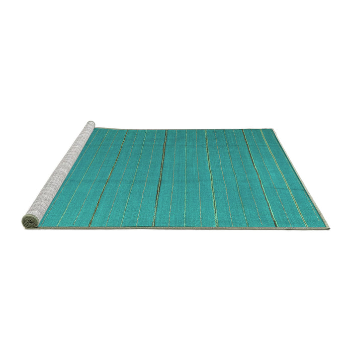Sideview of Machine Washable Abstract Turquoise Contemporary Area Rugs, wshcon2630turq