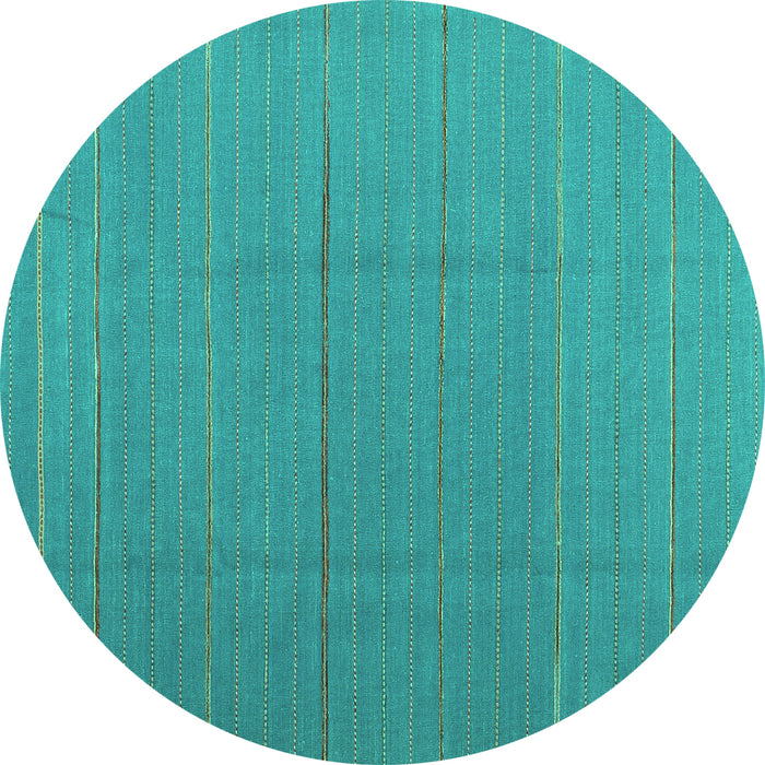 Round Machine Washable Abstract Turquoise Contemporary Area Rugs, wshcon2630turq