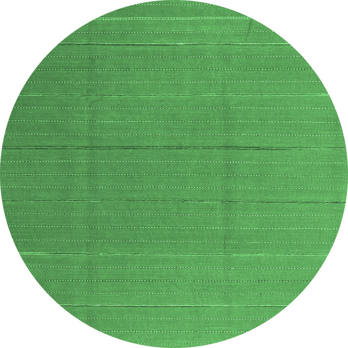 Round Machine Washable Abstract Emerald Green Contemporary Area Rugs, wshcon2630emgrn