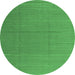 Round Machine Washable Abstract Emerald Green Contemporary Area Rugs, wshcon2630emgrn