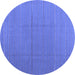 Round Abstract Blue Contemporary Rug, con2630blu