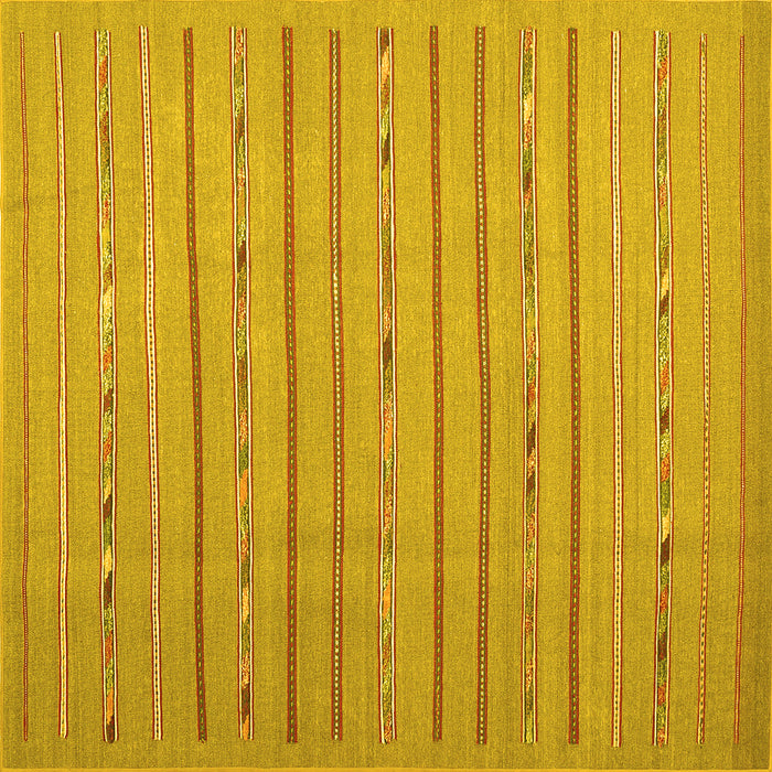 Square Abstract Yellow Contemporary Rug, con2631yw