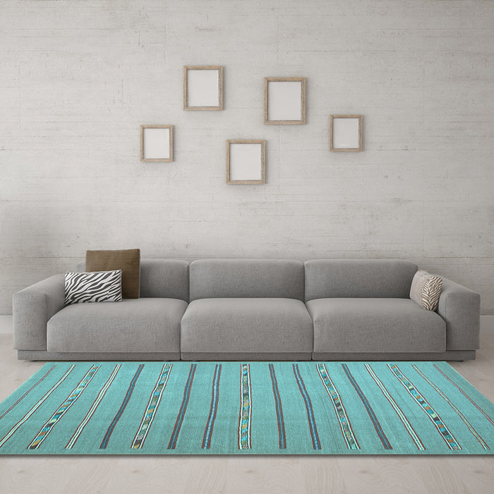 Machine Washable Abstract Light Blue Contemporary Rug in a Living Room, wshcon2631lblu