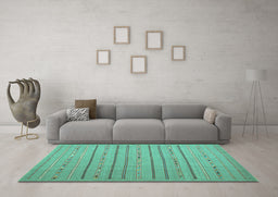 Machine Washable Abstract Turquoise Contemporary Area Rugs in a Living Room,, wshcon2631turq