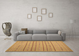 Machine Washable Abstract Brown Contemporary Rug in a Living Room,, wshcon2631brn