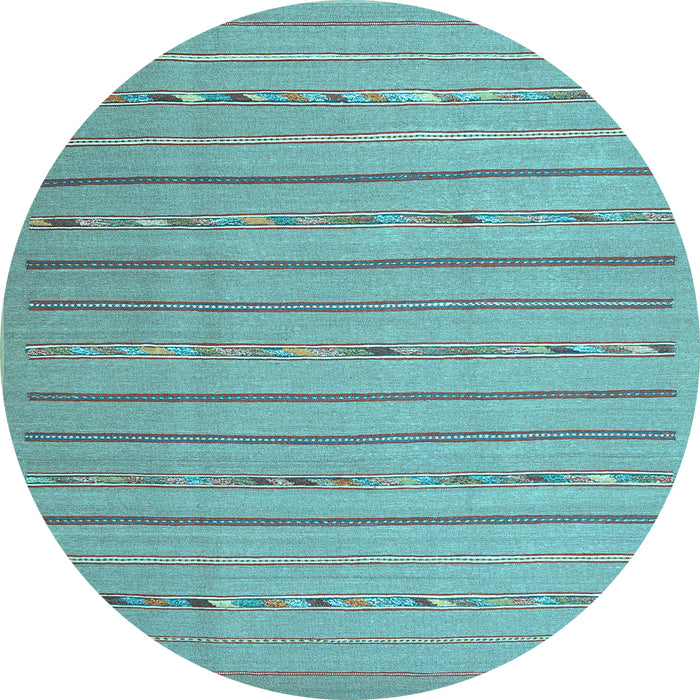 Round Abstract Light Blue Contemporary Rug, con2631lblu
