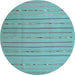 Round Abstract Light Blue Contemporary Rug, con2631lblu