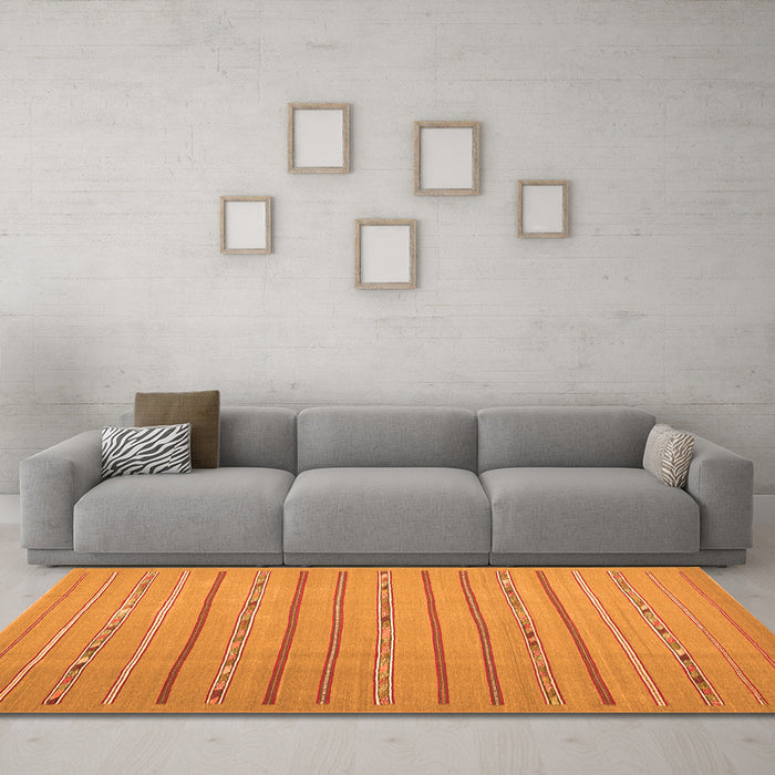 Machine Washable Abstract Orange Contemporary Area Rugs in a Living Room, wshcon2631org