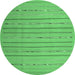 Round Machine Washable Abstract Emerald Green Contemporary Area Rugs, wshcon2631emgrn