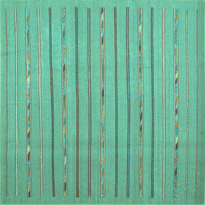 Square Machine Washable Abstract Turquoise Contemporary Area Rugs, wshcon2631turq