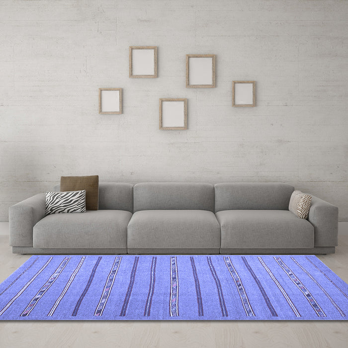 Machine Washable Abstract Blue Contemporary Rug in a Living Room, wshcon2631blu