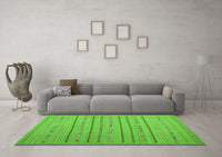 Machine Washable Abstract Green Contemporary Rug, wshcon2631grn