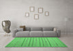 Machine Washable Abstract Emerald Green Contemporary Area Rugs in a Living Room,, wshcon2631emgrn