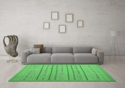 Machine Washable Abstract Emerald Green Contemporary Area Rugs in a Living Room,, wshcon2631emgrn
