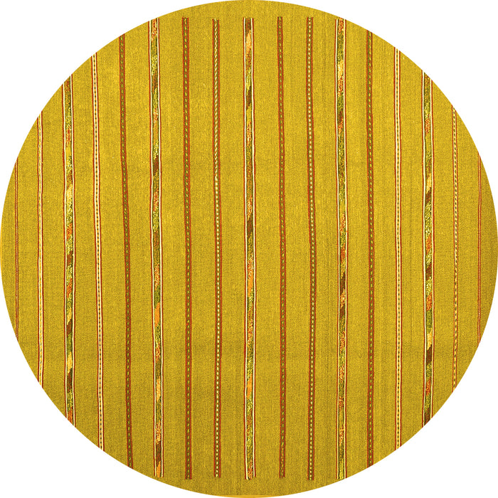 Round Machine Washable Abstract Yellow Contemporary Rug, wshcon2631yw