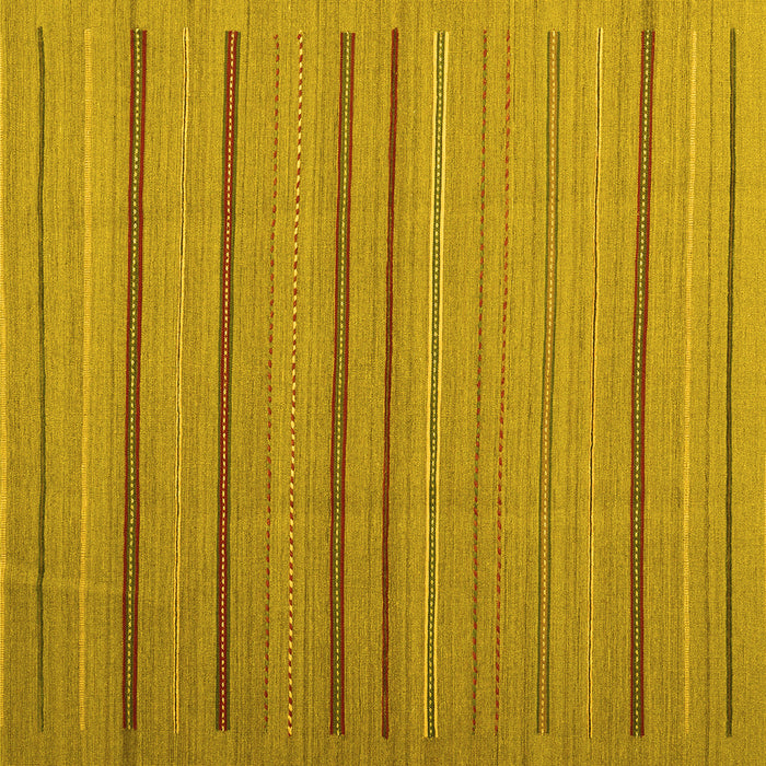 Square Machine Washable Abstract Yellow Contemporary Rug, wshcon2632yw