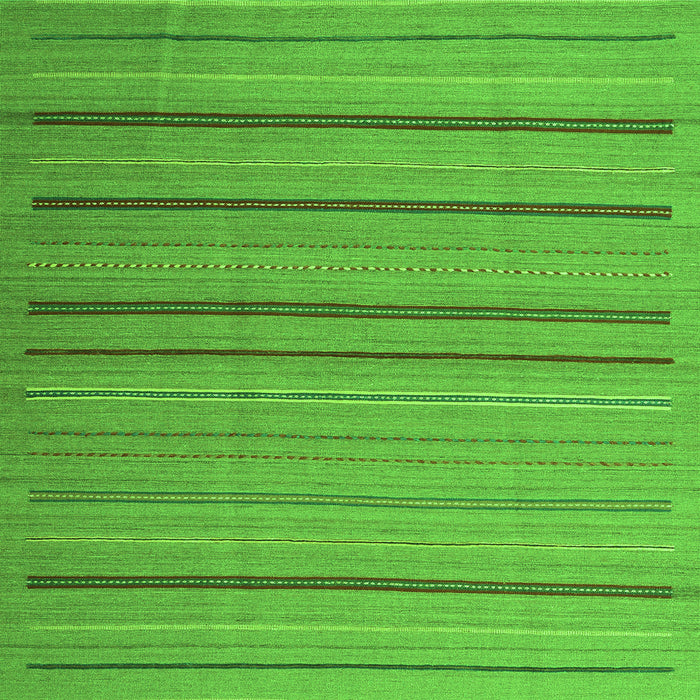 Serging Thickness of Abstract Green Contemporary Rug, con2632grn