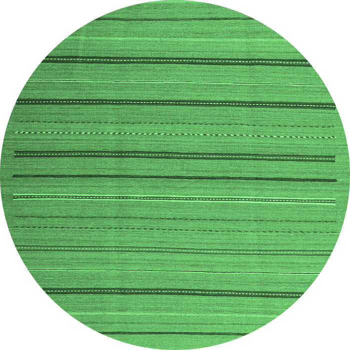 Round Machine Washable Abstract Emerald Green Contemporary Area Rugs, wshcon2632emgrn