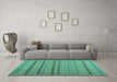 Machine Washable Abstract Turquoise Contemporary Area Rugs in a Living Room,, wshcon2632turq