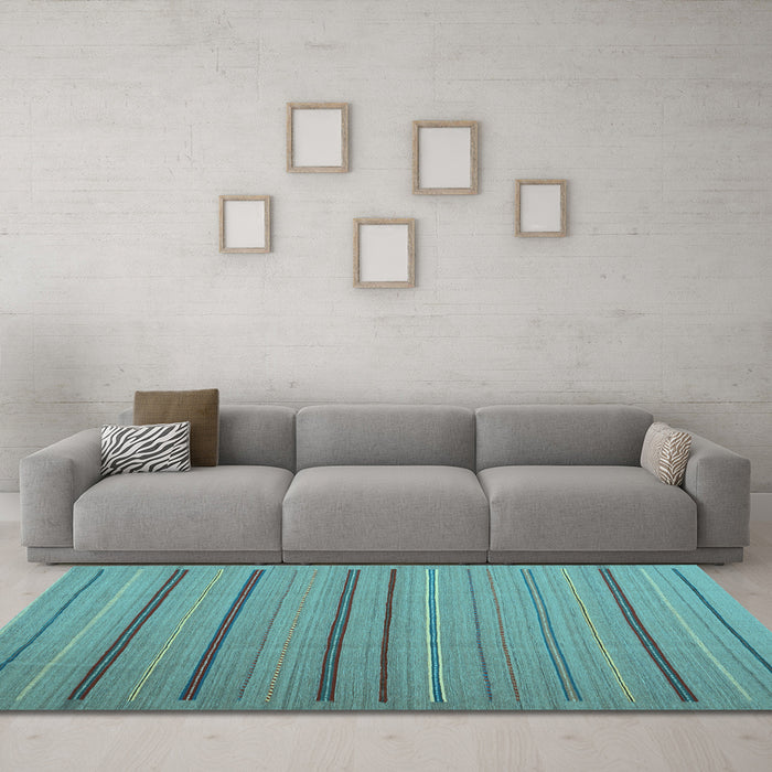 Machine Washable Abstract Light Blue Contemporary Rug in a Living Room, wshcon2632lblu