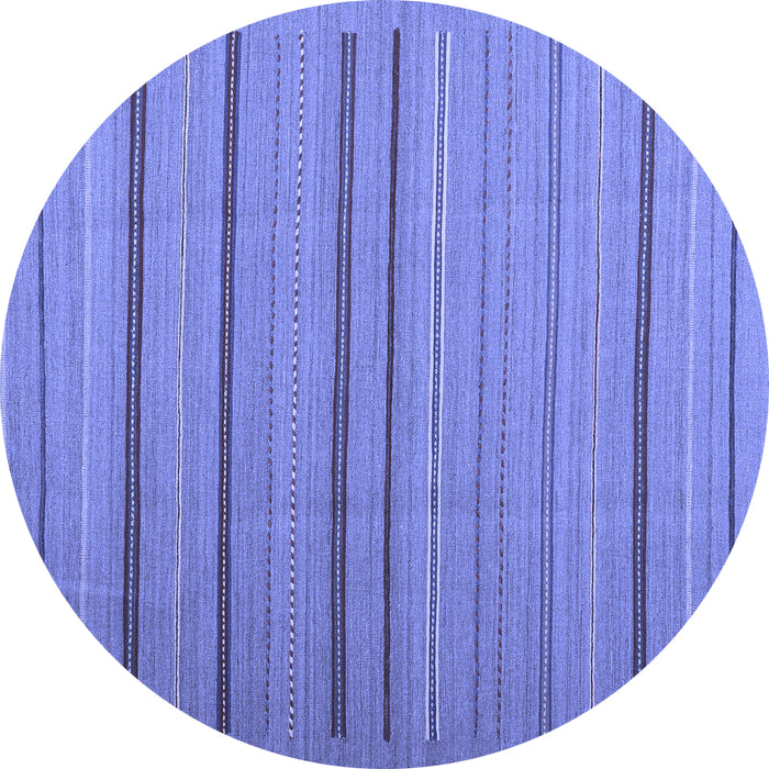 Round Abstract Blue Contemporary Rug, con2632blu