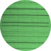 Round Abstract Emerald Green Contemporary Rug, con2632emgrn