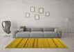 Machine Washable Abstract Yellow Contemporary Rug in a Living Room, wshcon2632yw