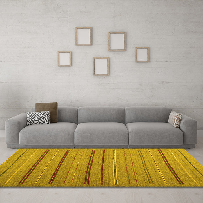 Machine Washable Abstract Yellow Contemporary Rug in a Living Room, wshcon2632yw