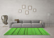 Machine Washable Abstract Green Contemporary Area Rugs in a Living Room,, wshcon2632grn