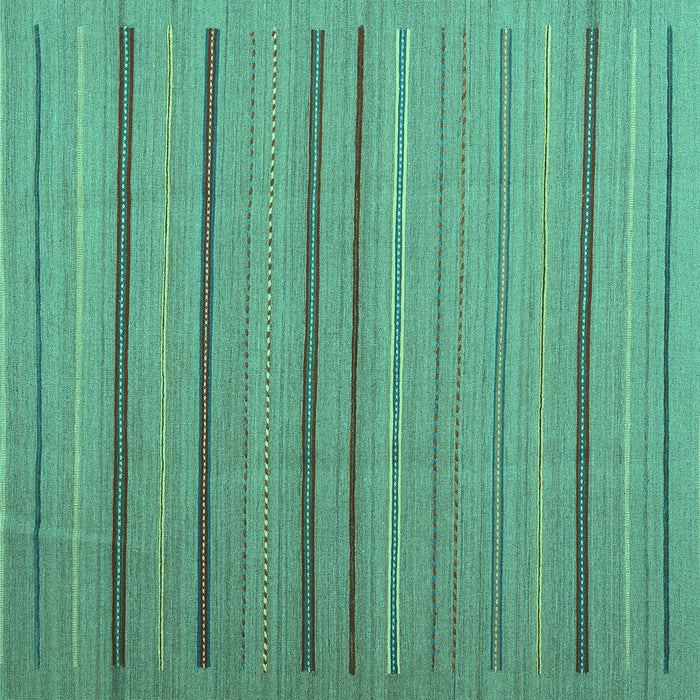 Square Machine Washable Abstract Turquoise Contemporary Area Rugs, wshcon2632turq