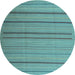 Round Machine Washable Abstract Light Blue Contemporary Rug, wshcon2632lblu