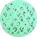 Round Solid Turquoise Modern Rug, con2633turq