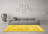 Machine Washable Solid Yellow Modern Rug, wshcon2633yw