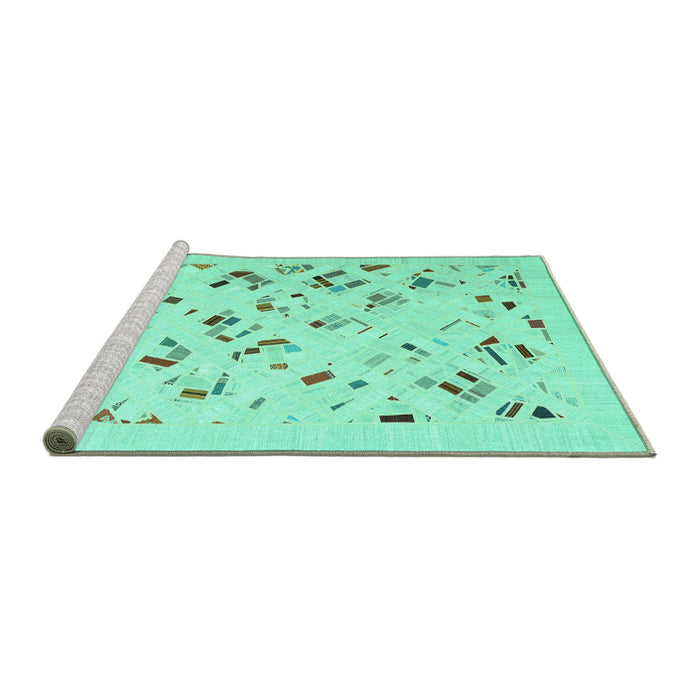 Sideview of Machine Washable Solid Turquoise Modern Area Rugs, wshcon2633turq